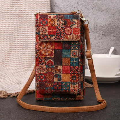 Lila Boho Blumen Crossbody Geldbörse