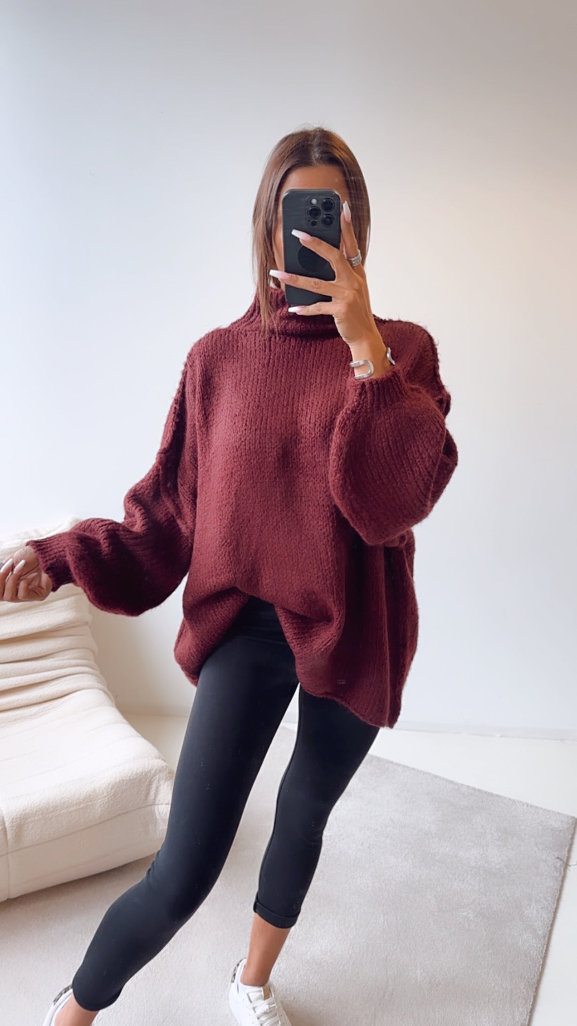 Ultra Oversize Kuschel-Pullover / Bordeaux Art. 7732