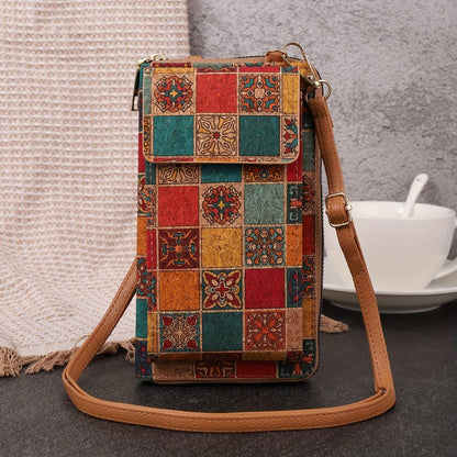 Lila Boho Blumen Crossbody Geldbörse