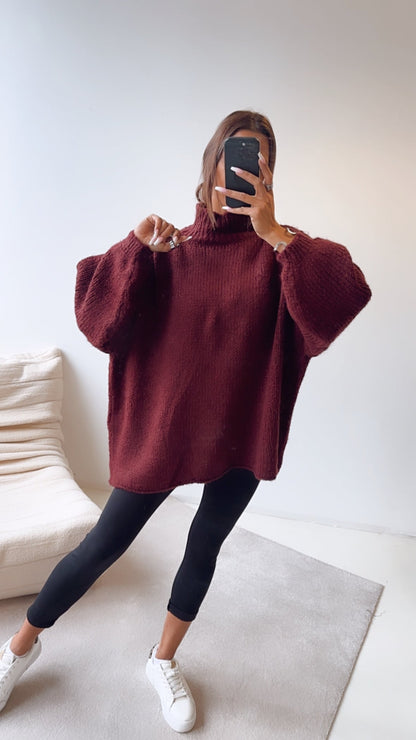 Ultra Oversize Kuschel-Pullover / Bordeaux Art. 7732