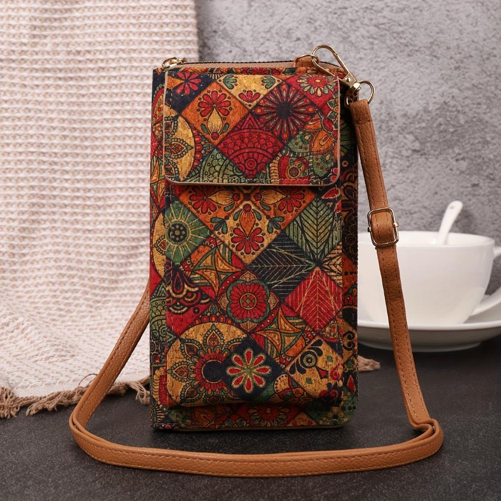 Lila Boho Blumen Crossbody Geldbörse