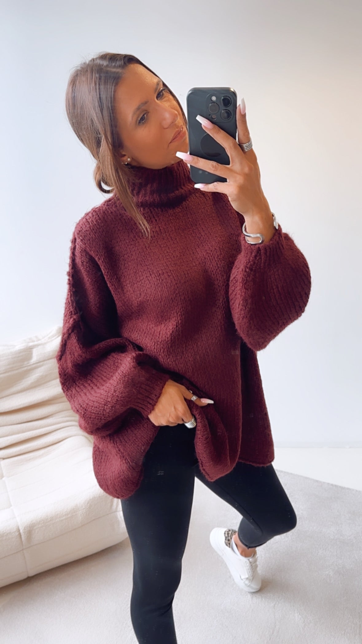 Ultra Oversize Kuschel-Pullover / Bordeaux Art. 7732