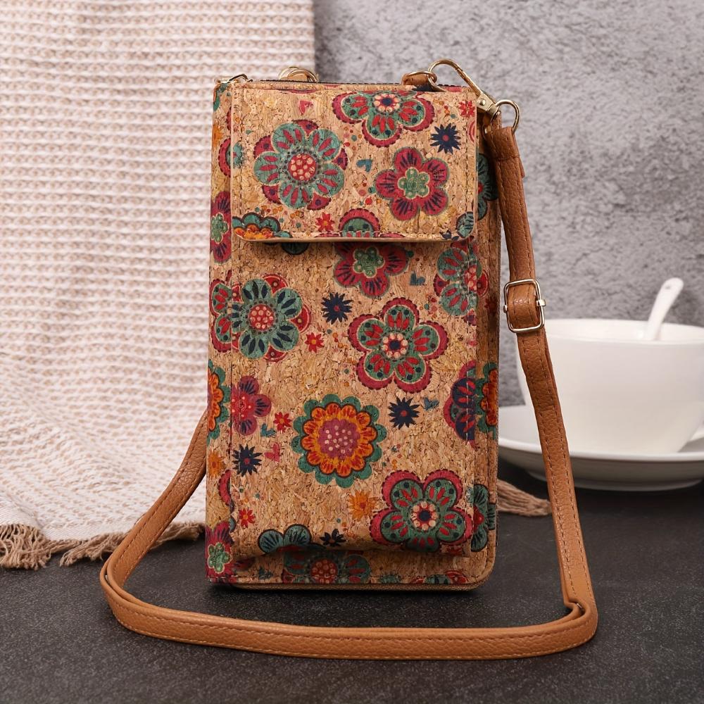 Lila Boho Blumen Crossbody Geldbörse