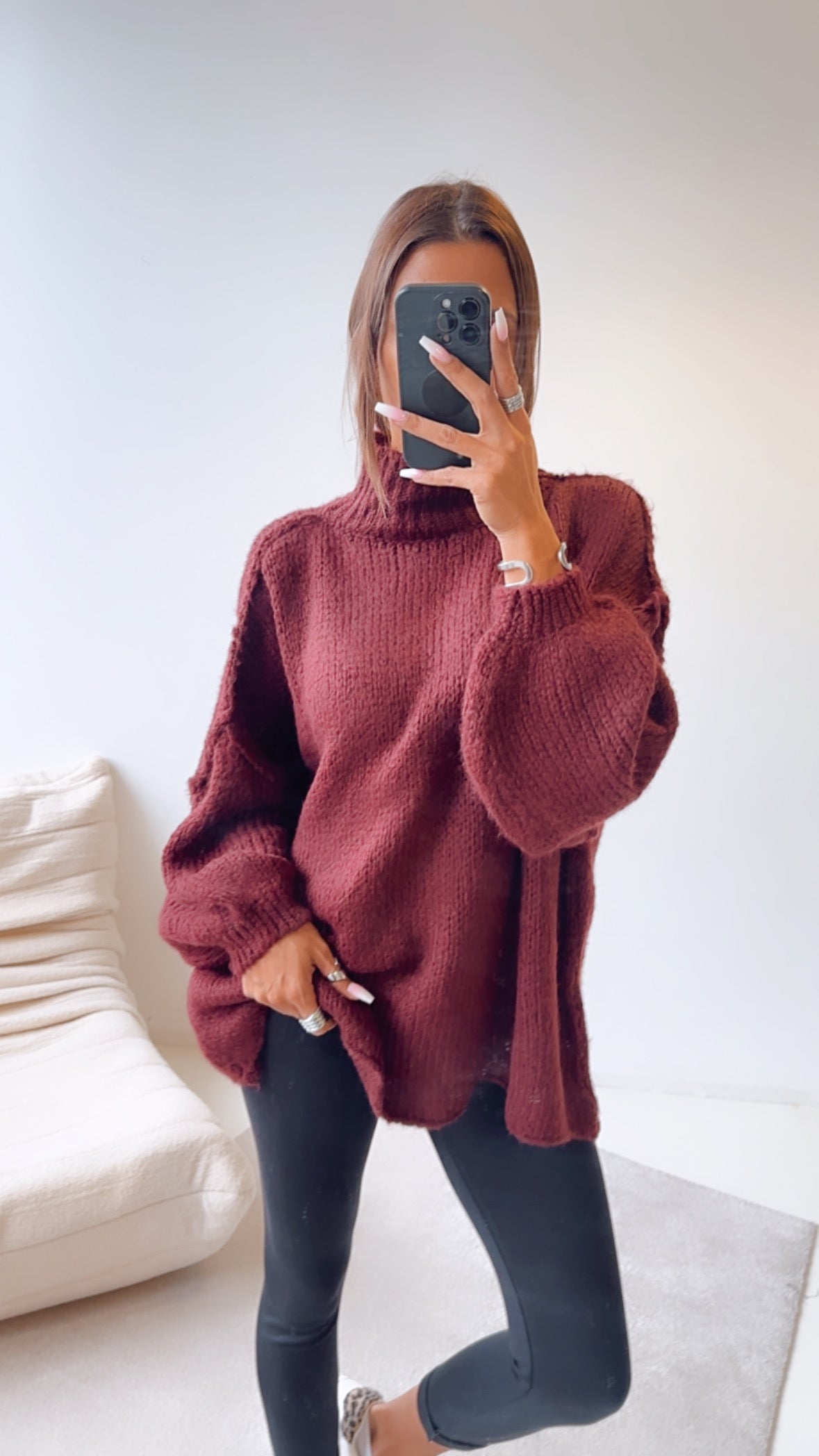 Ultra Oversize Kuschel-Pullover / Bordeaux Art. 7732