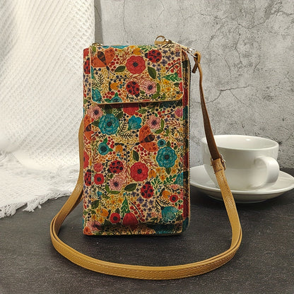 Lila Boho Blumen Crossbody Geldbörse