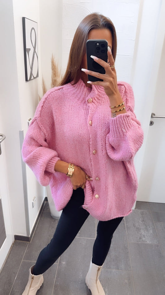 Strickcardigan mit goldenen Knöpfen / pink Art. 7882