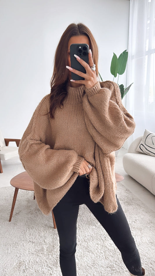 Ultra Oversize Kuschel-Pullover / camel-sand Art. 4055