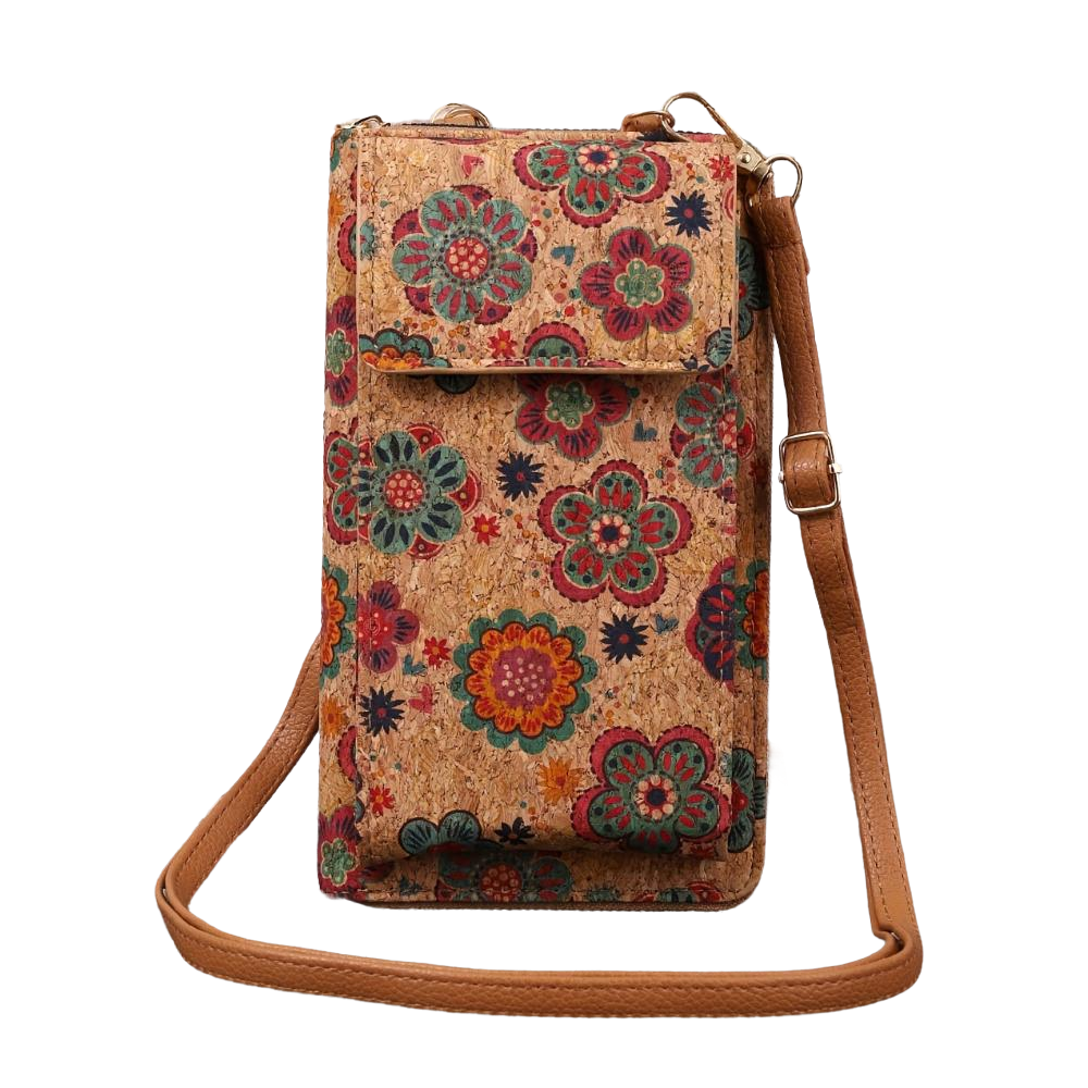 Lila Boho Blumen Crossbody Geldbörse