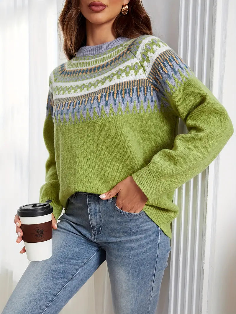 Pullover mit geometrischem Muster Retro