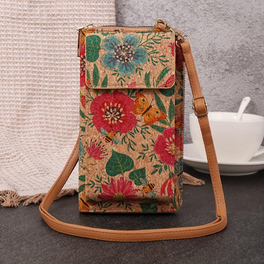 Lila Boho Blumen Crossbody Geldbörse