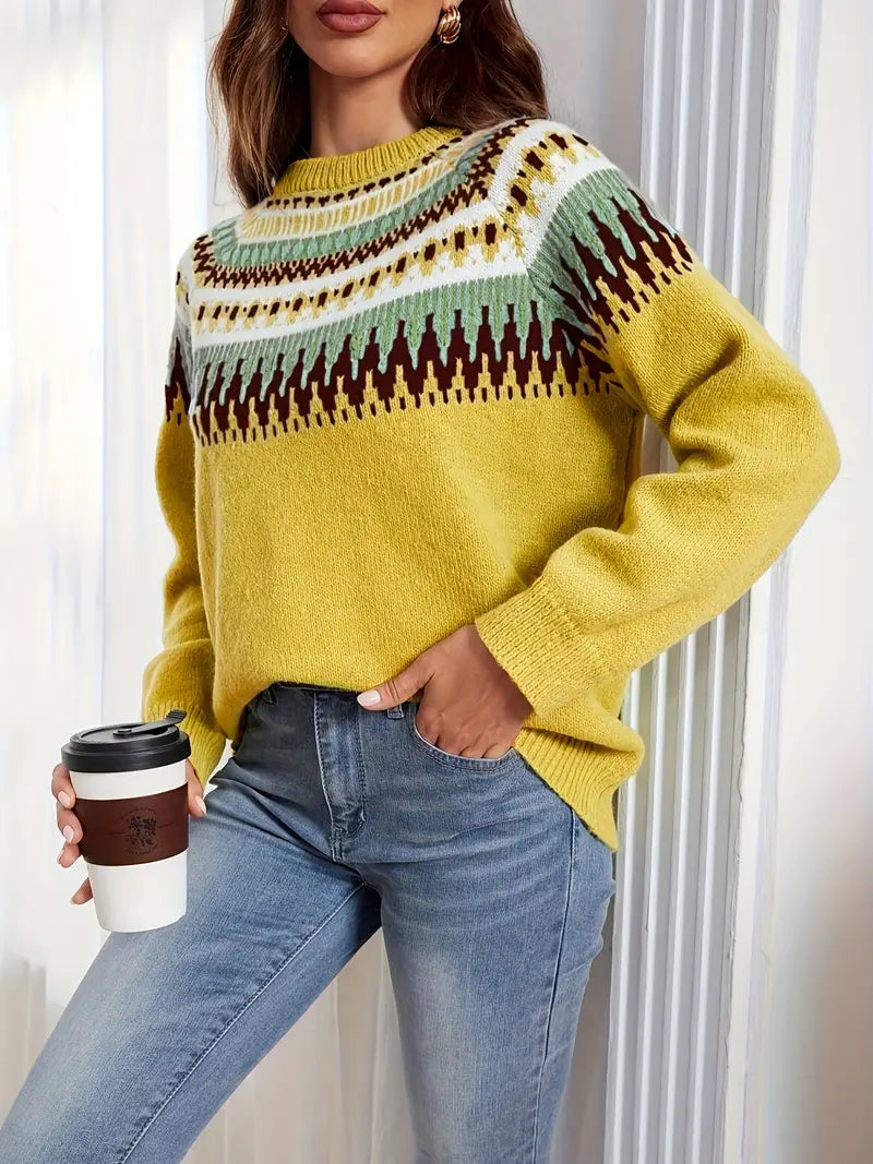 Pullover mit geometrischem Muster Retro