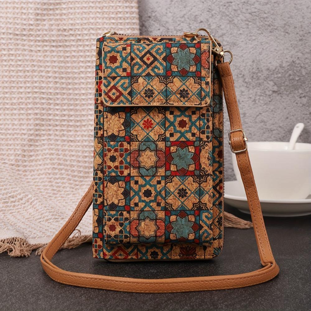 Lila Boho Blumen Crossbody Geldbörse