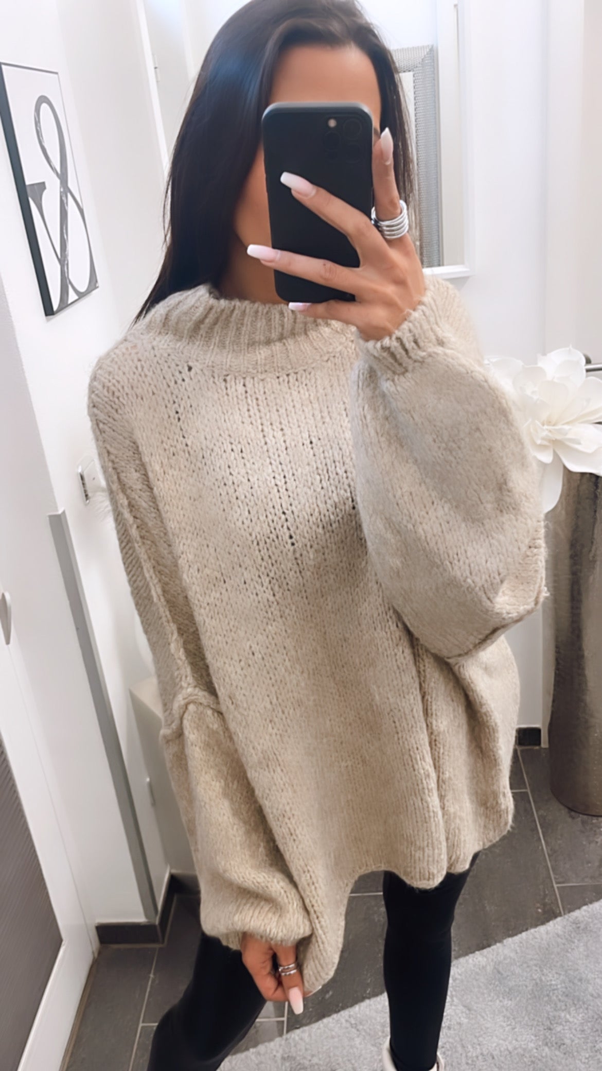 Ultra Oversize Kuschel-Pullover / dunkel beige Art. 4054